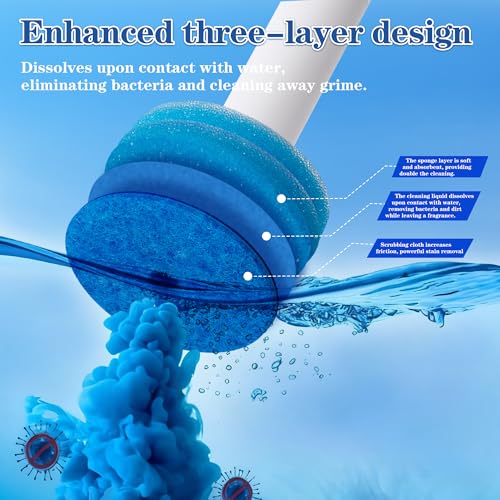 Disposable Toilet Brush, Auto-Ejecting, Includes 48 Enhanced Refills (24 Ocean, 24 Natural), Plus 3 Air-Purifying Scented Rings (Ocean, Rose, Lemon) 360° Dead-Angle-Free Cleaning - color: 1-48white