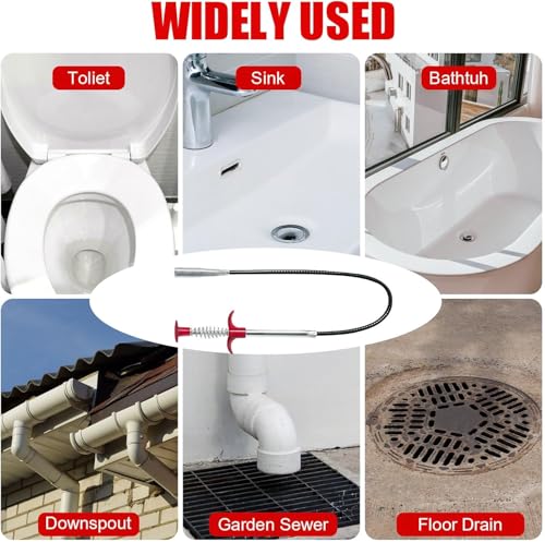 Drain Snake Hair Drain Clog Remover Tool - 116 inch Sink Drain Cleaner for Toilet Sewer Shower Kitchen Bathroom Tub Clogged Drains Opener Cleaning Tool - style: 116 in