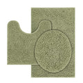 TREETONE Machine Washable Water Absorbent Bath Mat Bathroom Rugs Non Slip Soft Microfiber Mat (Set of 3-Medium 20" x 32"/Contour/Lid Cover, Sage Green) - color: Sage Green, size: Set of 3-Medium 20" x 30"/Contour/Lid Cover