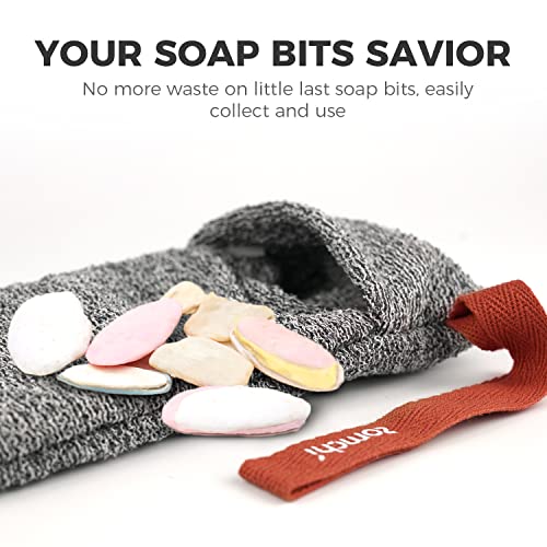 ZOMCHI Soap Saver Bags for Bar Soap, 2 Pack, Deep Texture Grey | Nylon Mesh Helps Create Rich Lather, Hanging Loop, Quick Drying Design, Roomy Pouch For Bath And Shower Routines - style: Deep Exfoliating