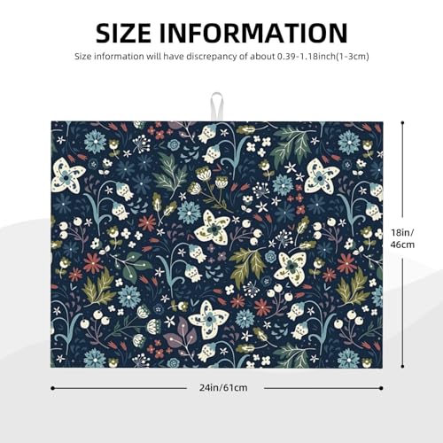 2Pcs Dish Drying Mats Faucet Mats Sets Large Size Coffee Mats Sink Faucet Mat Splash Guard for Kitchen Counter Bathroom Sink Coffee Bar Kitchen Decor (Cute Wildflowers, 18"x24" 15" x 5.5"Set) - color: Cute Wildflowers