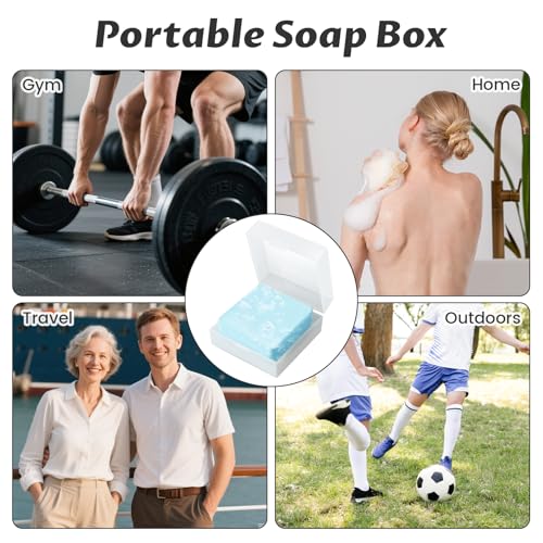 3 PCS Travel Soap Case for Dr Squatch Soap, Soap Holder Dish with Draining Pad, Portable Size Travel Essentials for Camping, Gym, Bathroom (Frosted Clear)