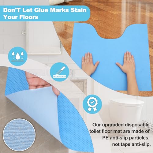 Upgraded 25 Pack Disposable Toilet Mats,Super Absorbent Toilet Floor Protector from Urine,Disposable Toilet Floor Mat for Urine,U Shaped Toilet Mat for Urine,Around Toilet Floor Protector 24" x 22"