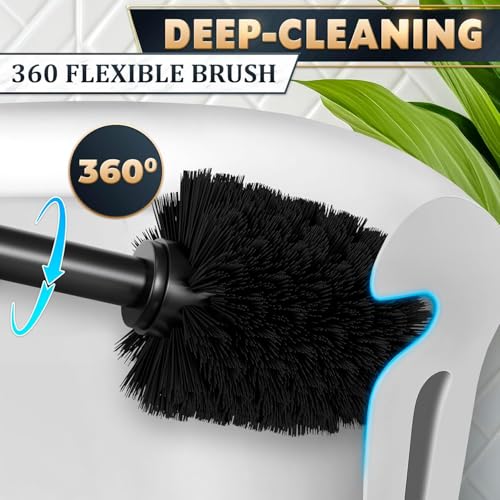 2 PCS Black Toilet Brush and Holder Set - Scratch Resistant Black Toilet Bowl Brush and Holder with Soft Bristles Replaceable Head, Protection from Splashes, and Compact Design - for Cleaning - color: Black 2 Pcs