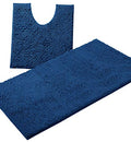 Bathroom Rugs Sets 2 Piece, Luxury Chenille Bath Mat Set, Soft Plush Anti-Slip Bath Rug + U-Shaped Toilet Mat. Microfiber Shaggy Carpet, Super Absorbent (24” x 36” & 20” x 24” U, Blue) - color: Blue, size: 2 Piece Set - Large