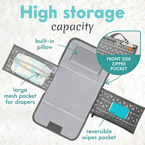 Kopi Baby Portable Diaper Changing Pad-Baby Diaper Changer Travel Bag with Wipes Pocket, Smart Design Portable Changing Mat, Infant Travel Station Kit,Gift for Newborn Girl & Boy-Grey Arrows, Modern - color: Grey Arrows, size: Modern
