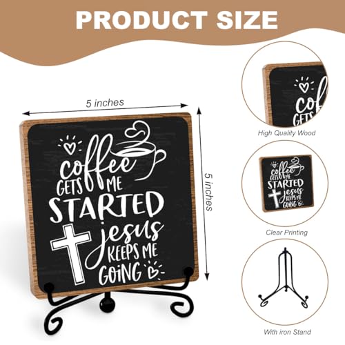 Coffee Lover Gifts for Women Men, Christian Coffee Decor, Bar Desk Sign, Table Decorations Supplies, Shelf Cubicles Accessories for Bar - style: coffee sign 03