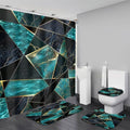 LQCOOL Teal Marble Geometric Shower Curtain Set Bathroom Sets Modern Shower Curtain Set for Bathroom Sets with Rugs and 12 Hooks - color: Teal