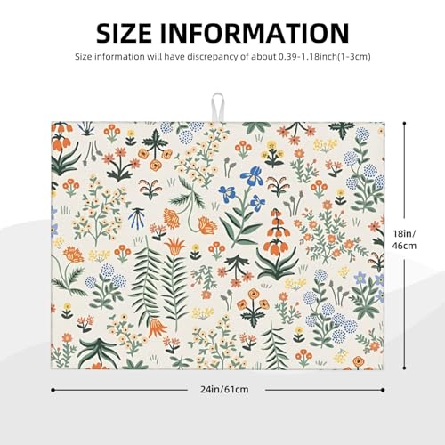 2Pcs Dish Drying Mats Faucet Mats Sets Large Size Coffee Mats Sink Faucet Mat Splash Guard for Kitchen Counter Bathroom Sink Coffee Bar Kitchen Decor (Wildflowers 2, 18"x24" 15" x 5.5"Set) - color: Wildflowers 2
