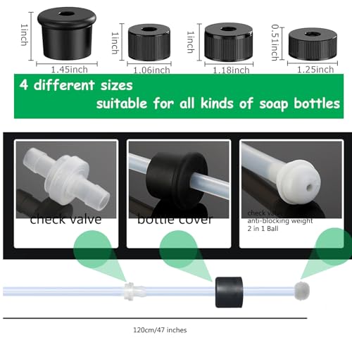 Sink Soap Dispenser Extension Tube Kit with 47" Upgraded Check Valve, Premium Under Counter Soap Dispenser Tube for Kitchen Sink, Powerful Suction, No More Refilling Tiny Bottle
