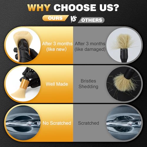 MVEQRRN 7PCS Car Detailing Brush Set,Boars Hair Detail Brush Kit(Gold) | Ultra Soft No Scratch, Car Dust Brush,Car Detailing Brushes Kit, Detail Brushes Car Detailing for Interior Exterior - color: 7PCS detailing brush gold