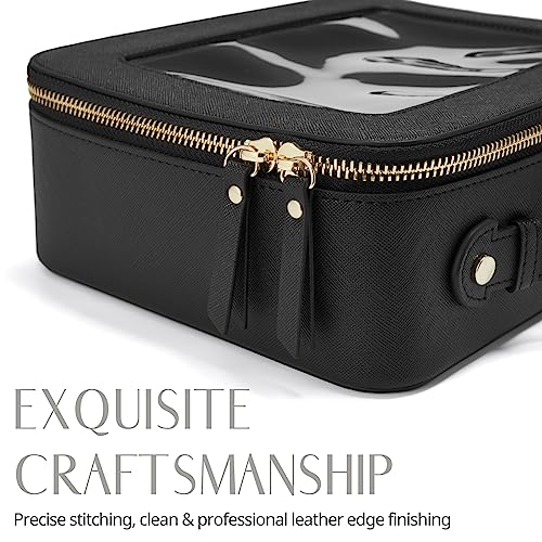 Popvibe Clear Makeup Case Black Traveling Toiletry Bag Travel Large Big Clear Cosmetic Bag Mahjong Tile Bag with Zipper Women - color: Black, style: Large Luxe