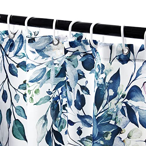 MitoVilla 4 Pcs Blue Eucalyptus Bathroom Sets with Shower Curtain and Rugs, Modern Shower Curtain Sets with Rugs for Bathroom Decor, Bathroom Decor Curtain Sets with Mats and Accessories - color: Blue
