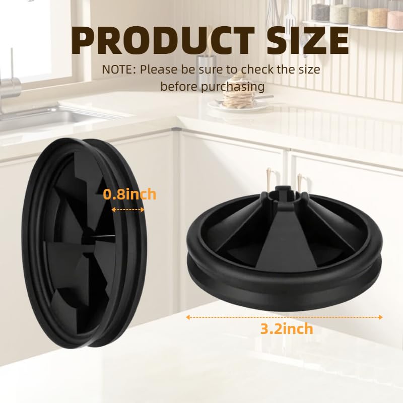 2PCS Garbage Disposal Splash Guards, 3 3/8" Sink Baffle QCB-AM Replacement for InSinkErator Evolution Series, Garbage Disposer Accessories,Upgraded Noise-Reducing Nitrile Collar Drain Plug,Black