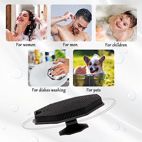 2Pack Silicone Body Scrubber, Qewro Body Buffer Exfoliating Brush with Silicone Loofah, Scalp Exfoliator Hair Shampoo Skin Cleaning Brush, Bath & Body Brushes for Men Women use in Shower (2Pack) - size: 2Pack