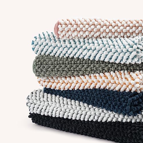 FRESHMINT Chenille Bathroom Rugs 2 Piece Set - Non-Slip Water Absorbent 17x24"+20x32"+ Bath Mats, Sage Green - color: Sage Green, size: 24"x17"+32"x20"