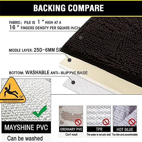 Bathroom Rugs Sets 2 Piece, Extra Soft Chenille Bath Mat Ultra Absorbent Bathroom Rug, Bathroom Mat with Sturdy PVC Non-Slip Bottom, Machine Washable Bath Rugs (20x32 Inch + 16x24 Inch, Coffee) - color: Coffee, size: 16" x 24" + 20" x 32" (Rectangular)