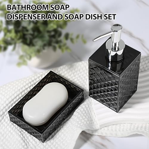 RYTOXILO Black Bathroom Accessories Set, 4 Pack Matte Black Bath Accessory Sets Complete, Acrylic Soap Dispenser and Toothbrush Holder Set for Bathroom Counter Sink, Modern Bathroom Decor - color: Black
