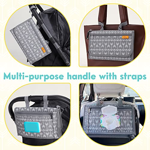 Kopi Baby Portable Diaper Changing Pad-Baby Diaper Changer Travel Bag with Wipes Pocket, Smart Design Portable Changing Mat, Infant Travel Station Kit,Gift for Newborn Girl & Boy-Grey Arrows, Modern - color: Grey Arrows, size: Modern