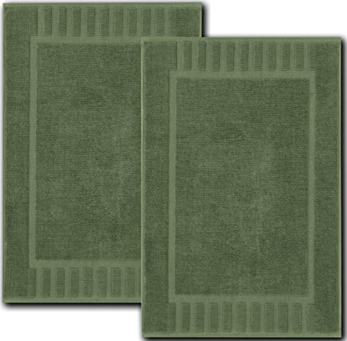 White Classic Luxury Bath Mat Floor Towel Set - Absorbent Cotton Hotel Spa Shower/Bathtub Mats [Not a Bathroom Rug] 22"x34" | 2 Pack | Forest Green - color: 11: Forest Green