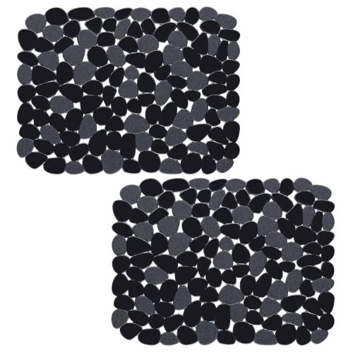 Bligli Pebble Sink Mat for Stainless Steel/Ceramic Sinks, 2 Pack PVC Sink Protectors Mats for Bottom of Kitchen Sink, Dish Drying Mat for Dishes and Glassware, 15.7 x 11.8 inch, Black - color: Black