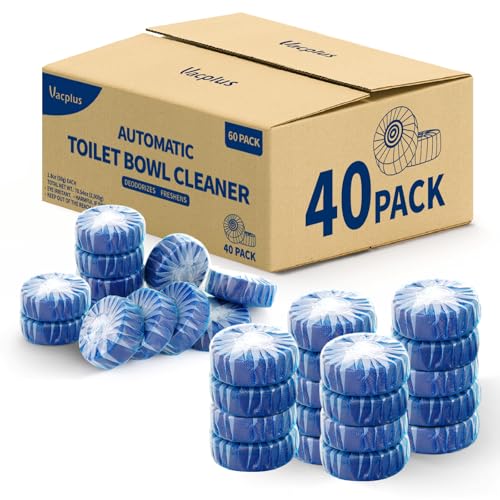 Vacplus Toilet Bowl Cleaners - 40 Pack Long-Lasting Toilet Cleaner Tablets, Prevent Stains & Deodorize, Blue - color: Blue, size: 1 Count (Pack of 40)
