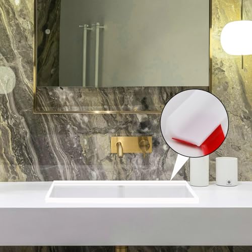 39 Inch Shower Threshold Water Dam, Silicone Barrier Shower Door Bottom Seal Strip, Self Adhesive Waterproof Barrier, for Kitchen Countertop Sink, Cooktop, Bathroom（White） - color: White, style: 39 in