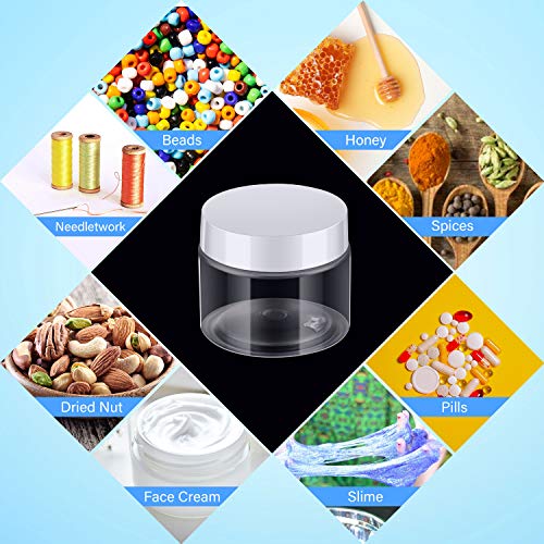 Patelai 4 Pieces Round Wide-mouth Leak Proof Plastic Container Jars with Lids for Travel Storage Makeup Beauty Products Face Creams Oils Salves Ointments DIY Making(2 Ounce,White) - color: White, size: 2 Ounce