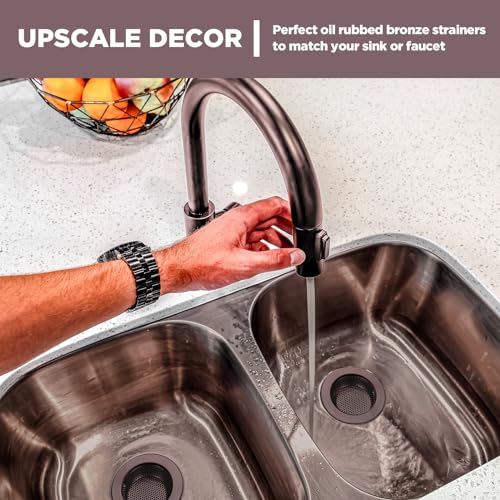 Retisee 2 Pcs Sink Strainer Stainless Steel Kitchen Sink Drain Strainer Basket Cover Mesh Hair Food Catcher, Large Wide Rim of 4.4 Diameter(Oil Rubbed Bronze) - color: Oil Rubbed Bronze