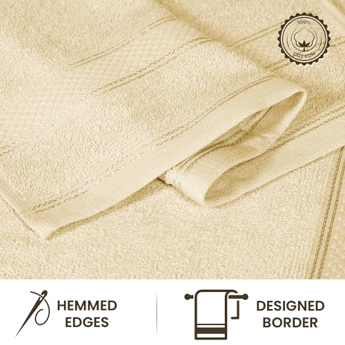 Casa Lino Face Towels & Body Wash Cloths for Showering - 100% Cotton Wash Cloths for Bathroom - Highly Absorbent & Quick Drying Washcloth Set - Cotton Washcloths 24 Pack (12" x 12") - (Linen Brown) - color: Linen