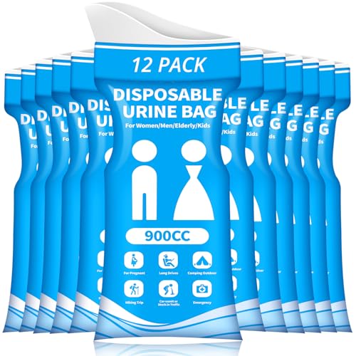 Disposable Urine Bag for Travel - 900ML Portable Pee Bags for Women Men 8/12/20/24/28 PCS Emergency Vomit Bags Urinal Toilet for Car Camping, Road Trip,Traffic Jam, Pregnant, Kid, Patient - color: Blue, size: 9.1"x5.4"x2.4"(12-Pack)