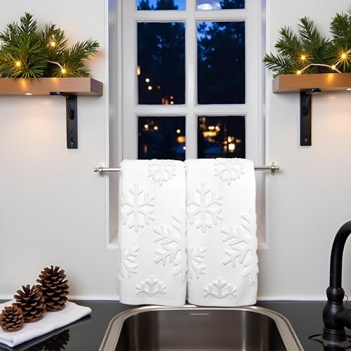 2 Pack Christmas Snowflake Hand Towels 100% Cotton Jacquard Holiday Kitchen Dish Towels Retro Neutral White Bathroom Towels Set Gift Seasonal Xmas Winter Bathroom Decor (Snowflake White) - color: Snowflake White