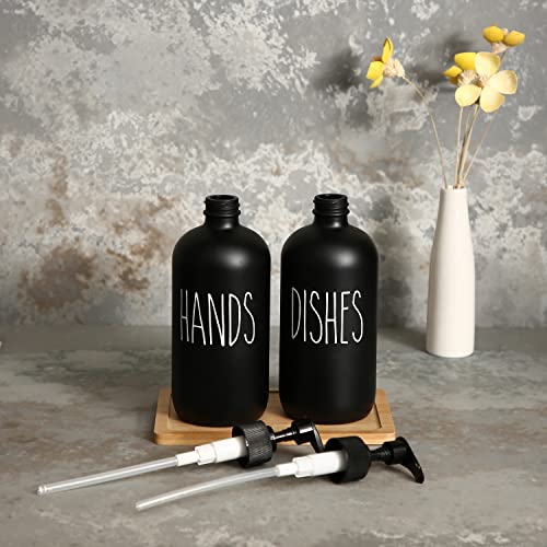 MOMEEMO Soap Dispenser Set 2 Pack, Contains Dish and Hand Soap Dispenser, Perfect for Black Kitchen Decor. (Black) - color: Hd Black