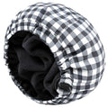 Shower Cap for Men Black White Plaid Bath Cap, Reversible Large Waterproof Adjustable Shower Caps Terry Lining & Elastic Band Stretch Hem Hair Hat - color: Black White Plaid