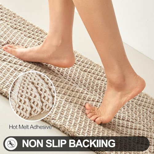 Sunfly Waffle Bath Mat, Boho Bath Rugs for Bathroom Floor Super Absorbent & Quick Dry, Non-Slip Washable Bath Mat with Tassels, Ultra Soft Farmhouse Bathroom Decor 24"*36" Beige - color: Beige, size: 2' x 3' (Rectangular)