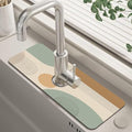 Abstract Minimalistic Geometric Kitchen Sink Splash Guard Mat Absorbent Fast Drying Mat Faucet Draining Mat Sink Splash Guard Behind Faucet Drip Catcher for Kitchen Bathroom 5.5"×15" - size: 5.5" x 15"