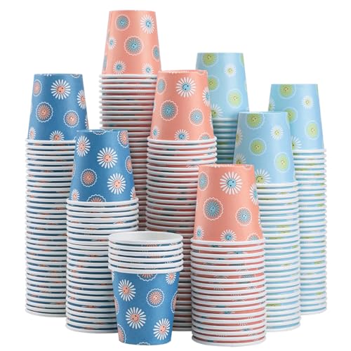 SIUQ 1200 Pack 3 oz Paper Cups, Disposable Bathroom Cups, Mini Mouthwash Cups, Small Cup 3 Ounce for Bathroom, Party, Picnic, BBQ, Travel(Daisy) - color: Daisy 3oz-1200 pack