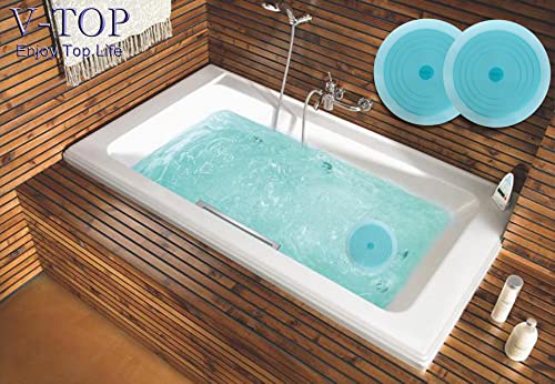 V-TOP Tub Stopper 2 Pack, 6 inches Large Silicone Drain Plug Hair Stopper Flat Suction Cover for Kitchen Bathroom and Laundry (Blue Transparent) - color: 6" Blue Transparent