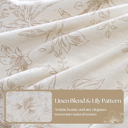 Floral Linen Curtains 120 Inches Long 2 Panels Set Extra Long Country Farmhouse Neutral Boho Pinch Pleated Peony Flower Patterned Curtain for Living Dining Room Back Tab Pleated Leaf Printed Drapes - color: Coffee, size: 40"W x 120"L (Pack of 2)