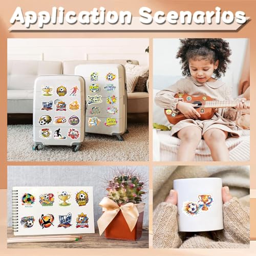 100 Pcs World Cup Football Soccer Stickers Soccer Sports Sticker Set for Adults Men Vinyl Waterproof Stickers for Water Bottles Laptops Bike Car Motorcycle Skateboard - style: Soccer02