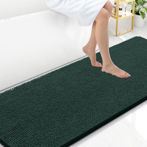 Arotive Bathroom Rugs 70x24, Extra Soft Absorbent Shaggy Chenille Bath Rugs, Machine Washable Rubber Backing Bath Mats for Bathroom Floor Tub and Shower, Home Decor Accessories,Blackish Green - color: Blackish Green, size: 70" X 24"