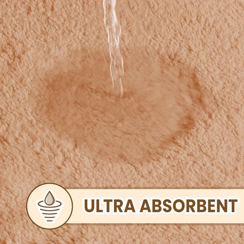TECHMILLY Fluffy Bathroom Rug Mat 32x20, Absorbent Thick Non Slip Microfiber Mats, Quick Dry Machine Washable Bath Rug for Bathroom Floor, Bathtub and Shower, Beige - color: Beige, size: 20" x 32"