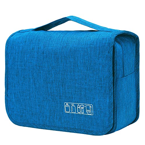 Trawila Large Capacity Travel Hanging Toiletry Bag Cosmetic Bag Makeup Organizers for Men & Women with Sturdy Hook (Blue)
