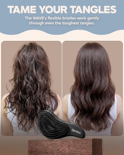 Detangler Brush, Curly Hair Brush for Women, Men & Kids - Wet & Dry Detangling Hair Brush for Curly, Thick, Fine & Wavy Hair - Anti-Breakage Wave Brush, Pain-Free Hairbrush, Onix Matte - color: Onix Matte