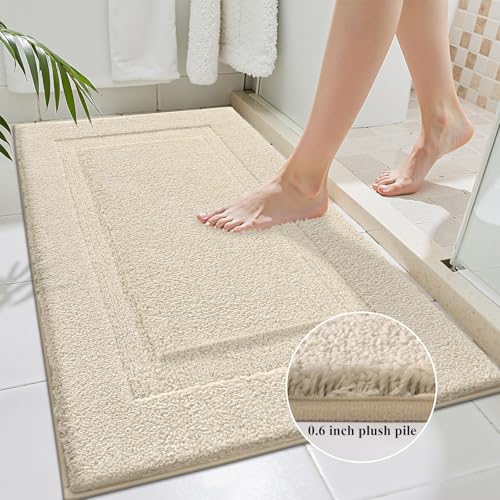 SHACOS Light Beige Bathroom Rugs Sets 3 Piece Bath Mat U Shaped Toilet Rug | 20x32+ 16x24+ 20x24, Soft Fluffy Microfiber Bath Rugs Set, Non Slip Washable Absorbent Bathroom Floor Mats Carpet Shower Rug - color: Light Beige, size: 16"x24"+ 20"x32"+U Shape