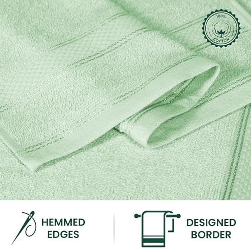 Casa Lino Face Towels & Body Wash Cloths for Showering - 100% Cotton Wash Cloths for Bathroom - Highly Absorbent & Quick Drying Washcloth Set - Cotton Towel 24 Pack - 12" x 12", Sage Green - color: Light Sage