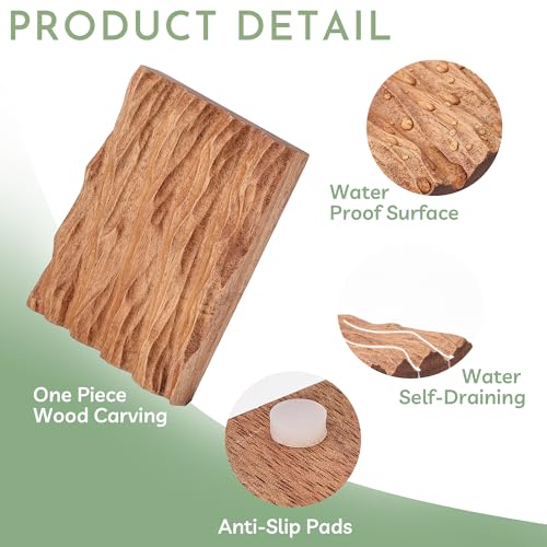 Acacia Wooden Soap Dish with Self Draining, Funny and Modern Multi Shape Design, Soap Holder for Sink Countertop, Shower & Bathroom Soap Tray。 (Wave-4.72“x3.47"x0.86") - size: Wave-4.72“x3.47"x0.86"