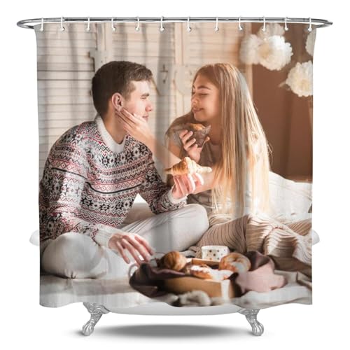 Personalized Shower Curtain Set Custom Photo Shower Curtains Modern Minimalist Home Bathroom Curtain Decor with 12 Hooks 72 Inch Wide * 72 Inch High - color: 1 Photo, size: 72"W x 72"L (Pack of 1)