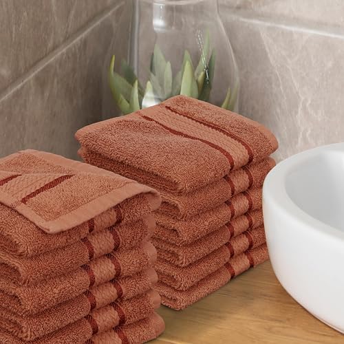 COTTON CRAFT Ultra Soft Washcloths - 12 Pack Luxury Washcloths - 100% Cotton Plush Absorbent 580 GSM Face Towels - Machine Washable Quick Dry Durable Wash Cloth Set - Bathroom Spa Gym Skincare - Mocha - color: Mocha, size: 12 Pack Wash Cloths