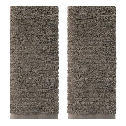 SKL Home CloudSoft Cotton Luxury Hand Towel 2pc Set for Bath/Kitchen/Bar & Gift, Mink Brown - color: Mink Brown, style: Hand Towels (Set of 2)